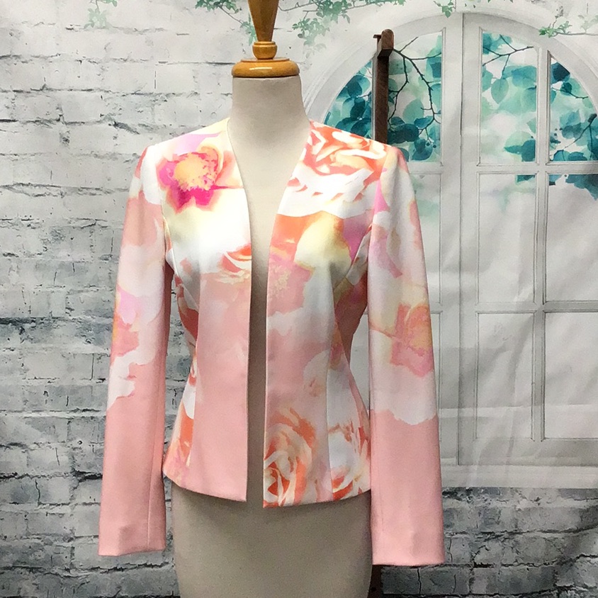 Tahari Pink Floral Blazer